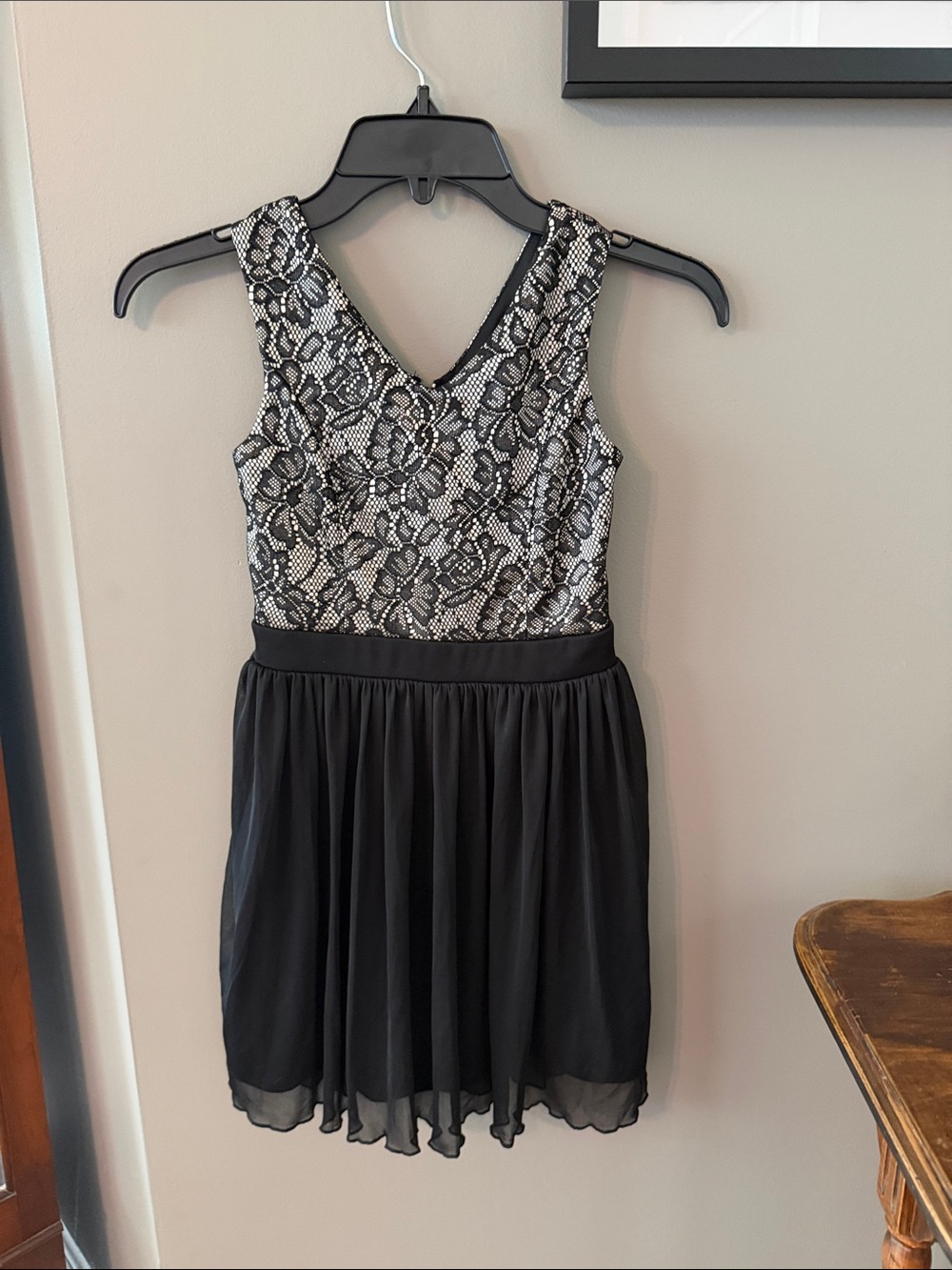 Amy's Closet Black and White Lace Bodice Formal Dress